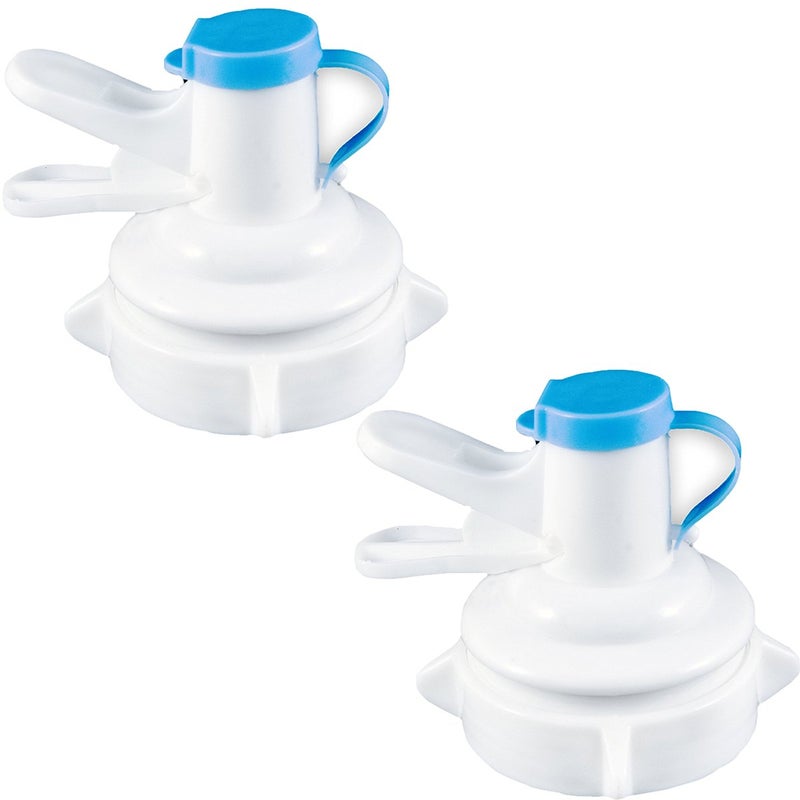 HSIULMY Water Dispenser Valve for 55mm Crown Top Drinking Bottle, Reusable Water Jug Cap Plastic Spigot Faucet, Includes Lid Dirt Protector- 2 Pcs (Not for Threaded Crown Tops) - Image 1